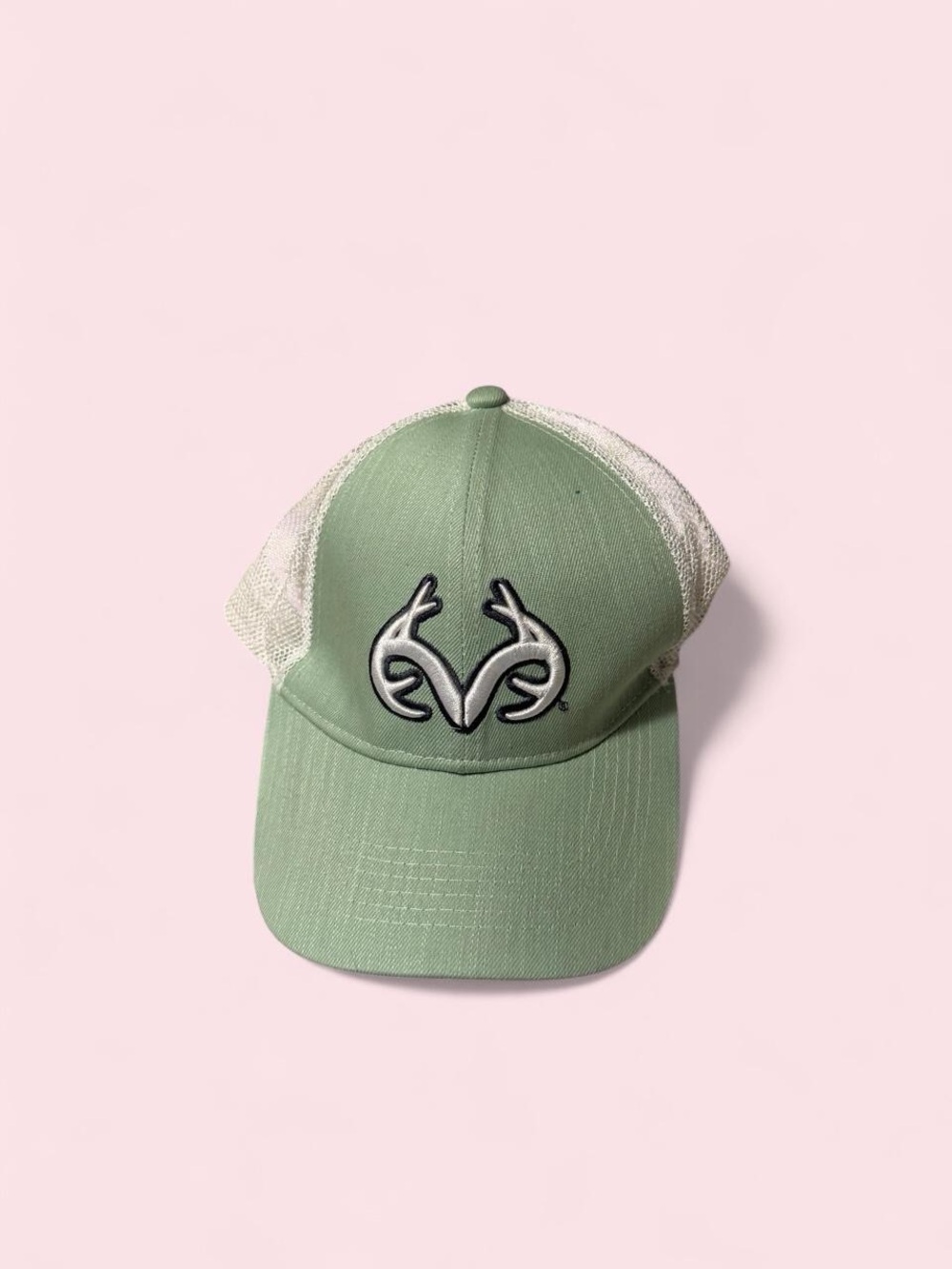 Realtree Sage Green & Cream Mesh Trucker Hat